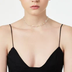 Collana corta con piccoli zirconi Kristall - Bianco