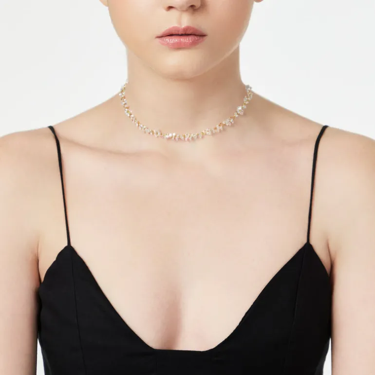 Collana corta con piccoli zirconi Kristall - Bianco