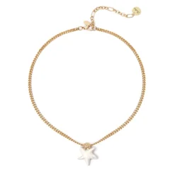 Collana corta groumette e stella marina Partenope - Bianco