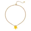 Collana corta groumette e stella marina Partenope - Giallo
