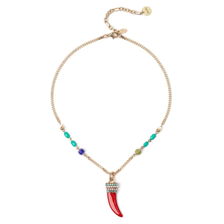 Collana corta groumette e cornetto Partenope - Rosso