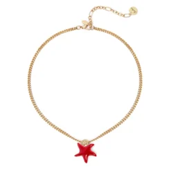 Collana corta groumette e stella marina Partenope - Rosso