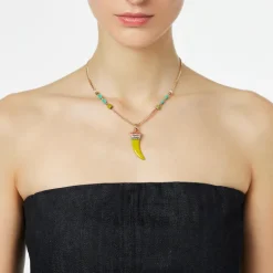 Collana corta groumette e cornetto Partenope - Giallo