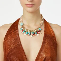 Collana corta groumette e pendenti Ondina - Multicolor