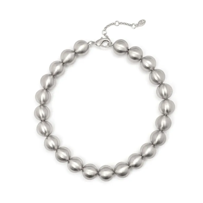 Collana corta maxi boule Sissi - Argento opaco