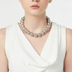 Collana corta maxi boule Sissi - Argento opaco