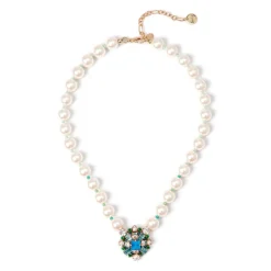Collana corta perle e charm a rombo Sirens - Blu