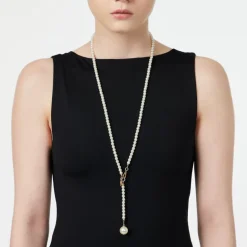 Collana di perle a Y Kelly - Bianco