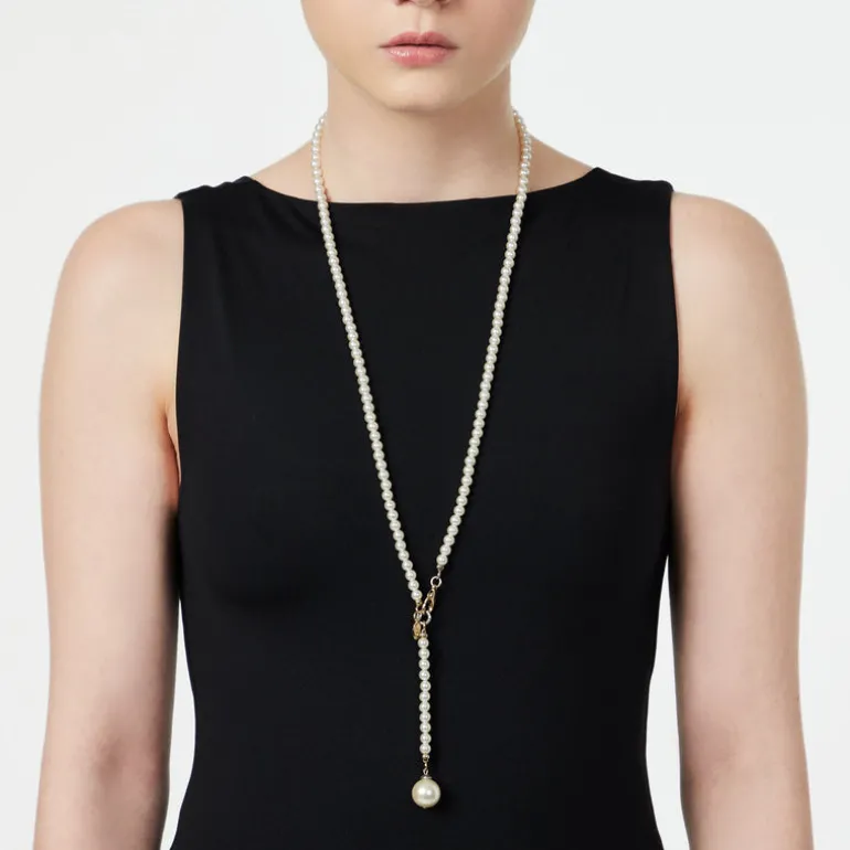 Collana di perle a Y Kelly - Bianco