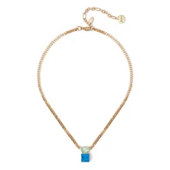 Collana groumette e charm a due cristalli Sirens - Blu