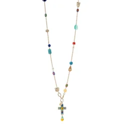 Collana lunga con croce Partenope - Multicolor