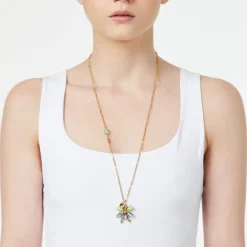 Collana lunga con insettino pendente Flora - Multicolor