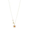 Collana lunga con margherita pendente Flora - Multicolor