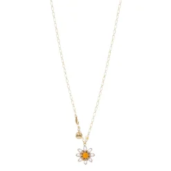 Collana lunga con margherita pendente Flora - Multicolor