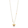 Collana lunga maglie ovali con insettino pendente Flora - Multicolor