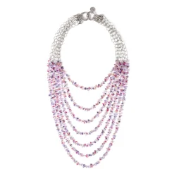 Collana sette fili con piccoli zirconi Kristall - Viola