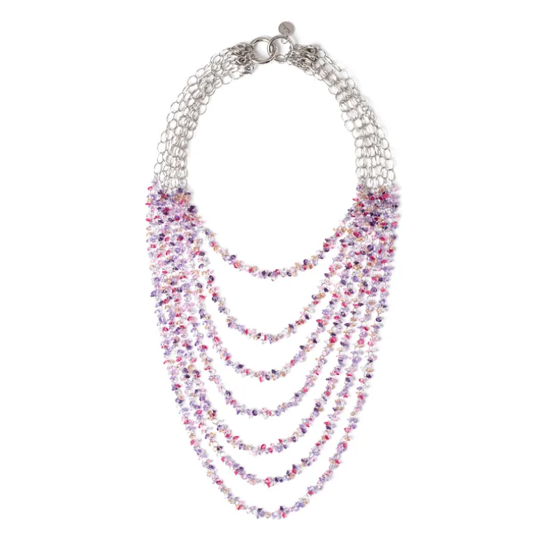 Collana sette fili con piccoli zirconi Kristall - Viola