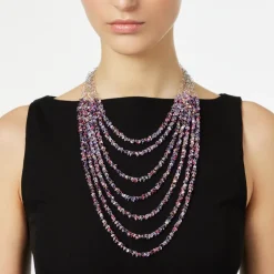 Collana sette fili con piccoli zirconi Kristall - Viola