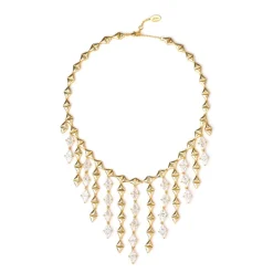 Girocollo a maglia geometrica e catenelle Eva - Oro