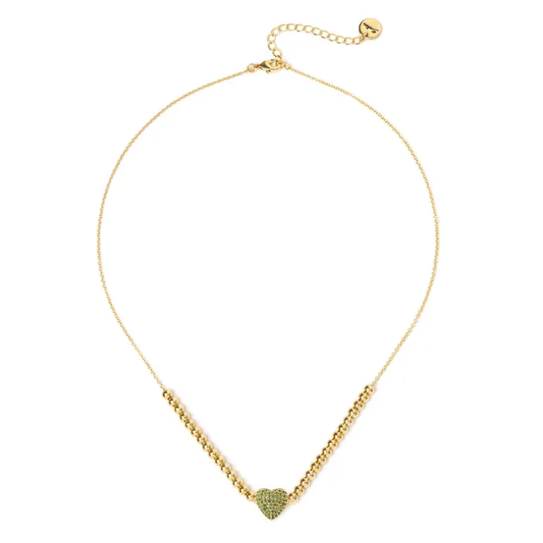 Girocollo boule e cuore Petit Pavè - Verde