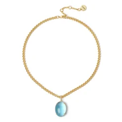 Girocollo catena e cabochon pendente Blossom - Blu