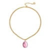 Girocollo catena e cabochon pendente Blossom - Fucsia