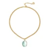 Girocollo catena e cabochon pendente Blossom - Verde