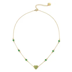 Girocollo catena e cuore Petit Pavè - Verde