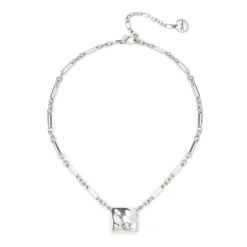 Girocollo con charm quadrato Amaranta - Argento