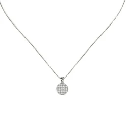 Girocollo con disco pendente e zirconi Pearl - Bianco