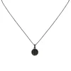 Girocollo con disco pendente e zirconi Pearl - Nero