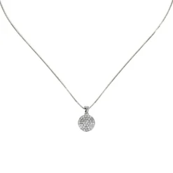 Girocollo con disco pendente e zirconi Pearl - Bianco