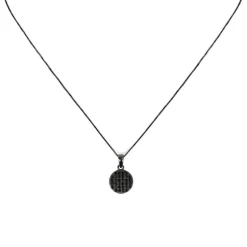 Girocollo con disco pendente e zirconi Pearl - Nero