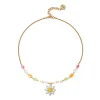 Girocollo con margherita pendente Flora - Multicolor