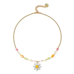 Girocollo con margherita pendente Flora - Multicolor