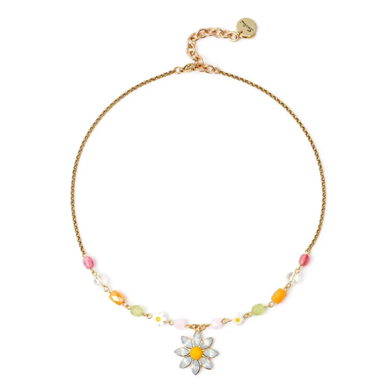 Girocollo con margherita pendente Flora - Multicolor