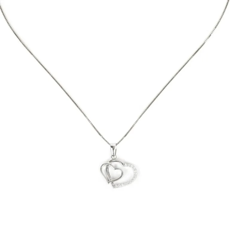 Girocollo con pendente a cuori Pearl - Bianco