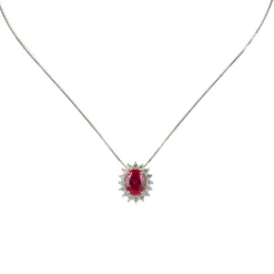 Girocollo con pendente ovale Pearl - Rosso