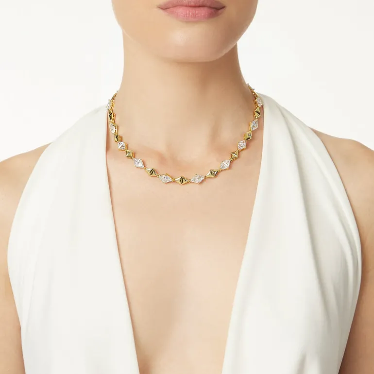 Girocollo di triangoli ottone e zirconi Eva - Oro