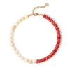 Girocollo Jane Bianco Off White e Corallo - Rosso