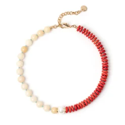 Girocollo Jane Bianco Off White e Corallo - Rosso
