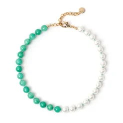 Girocollo Jane Bicolore Perle e Giada - Verde