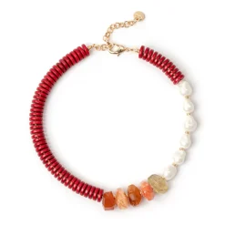 Girocollo Jane Rosso, Agata e Perla - Rosso