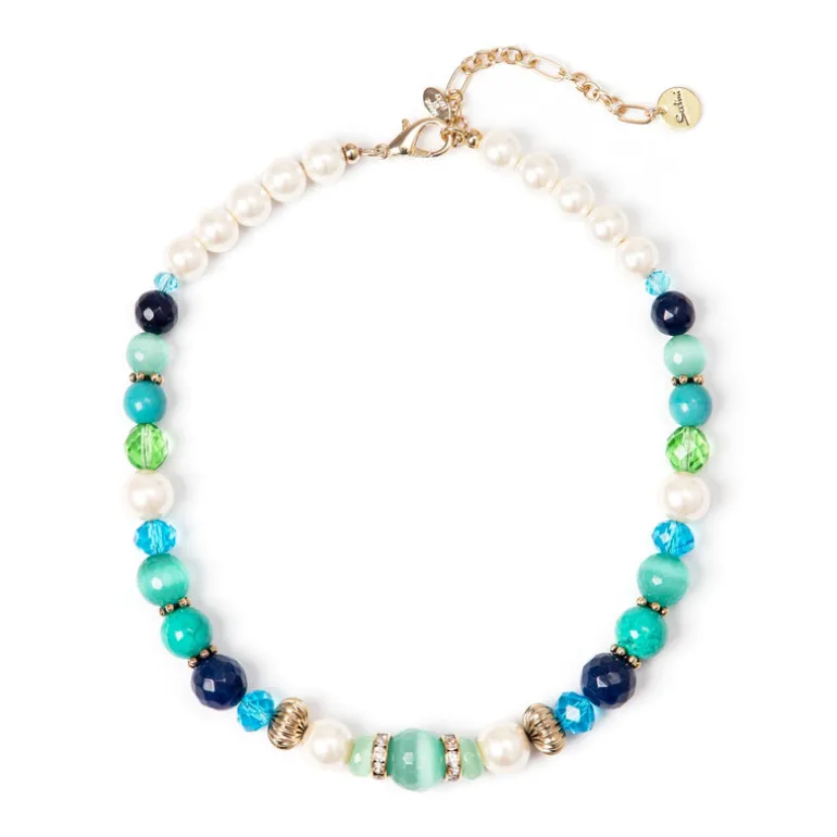 Girocollo perle, boule e perline Sirens - Blu