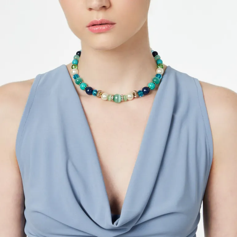 Girocollo perle, boule e perline Sirens - Blu