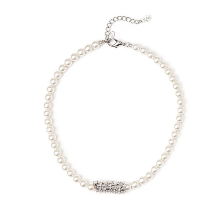 Girocollo perle e charm Diana - Bianco