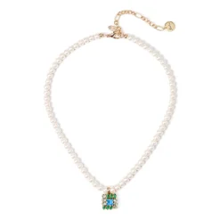 Girocollo perle e charm quadrato Sirens - Blu