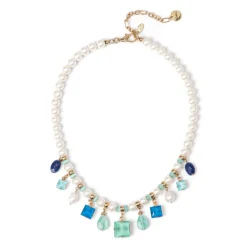 Girocollo perle e mini pendenti Sirens - Blu