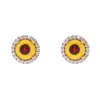 Mini orecchini cabochon e zirconi Partenope - Giallo