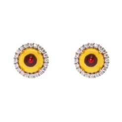 Mini orecchini cabochon e zirconi Partenope - Giallo